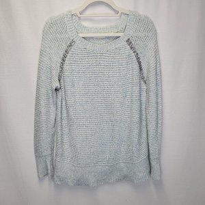 Anthropologie Sleeping On Snow Women's Small Sweater Blue Jewels Knit